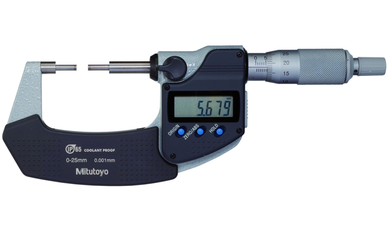 Mitutoyo Digimatic mikrométer lépcsős mérőfelülettel, A-típus, IP65, 0-25 mm, 0.001 mm (331-251-30) termék fő termékképe