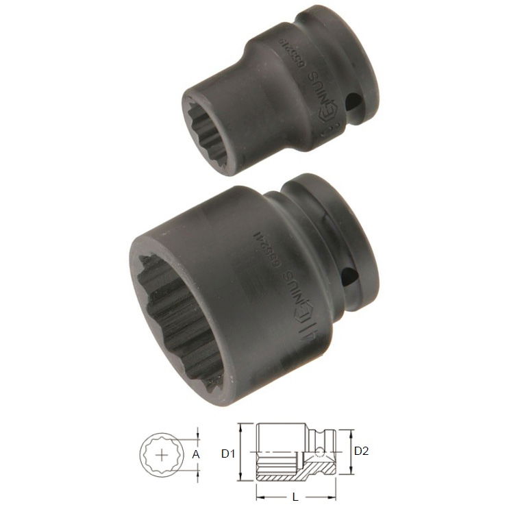 Genius Tools 655257 3/4"-os 12 lapú gépi dugókulcs fej, 57 mm termék fő termékképe