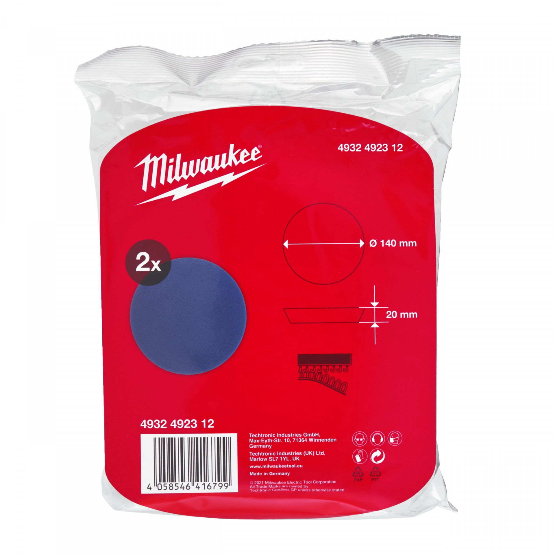 Milwaukee Polírozó szivacs, Ultra Fine (sötétkék), Ø 140 mm x 20 mm, 2 db/csomag termék fő termékképe